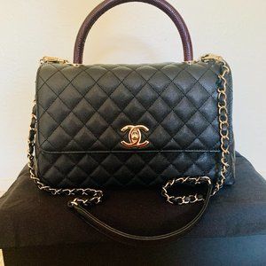 chanel coco handle bag medium caviar black